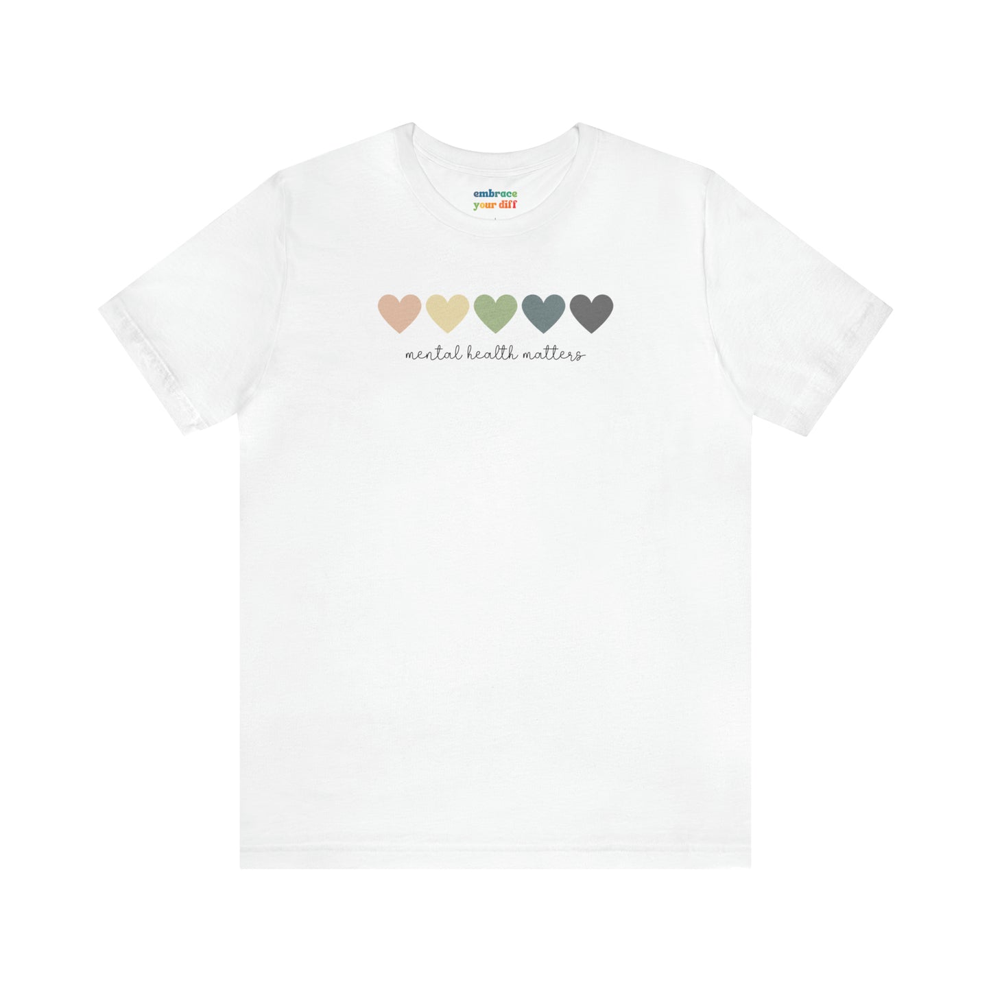 Pastel Rainbow Unisex T-shirt for Mental Health Acceptance - Adult Inclusivity Matters - Diversity Acceptance Shirt for Adults - Embrace Your Diff