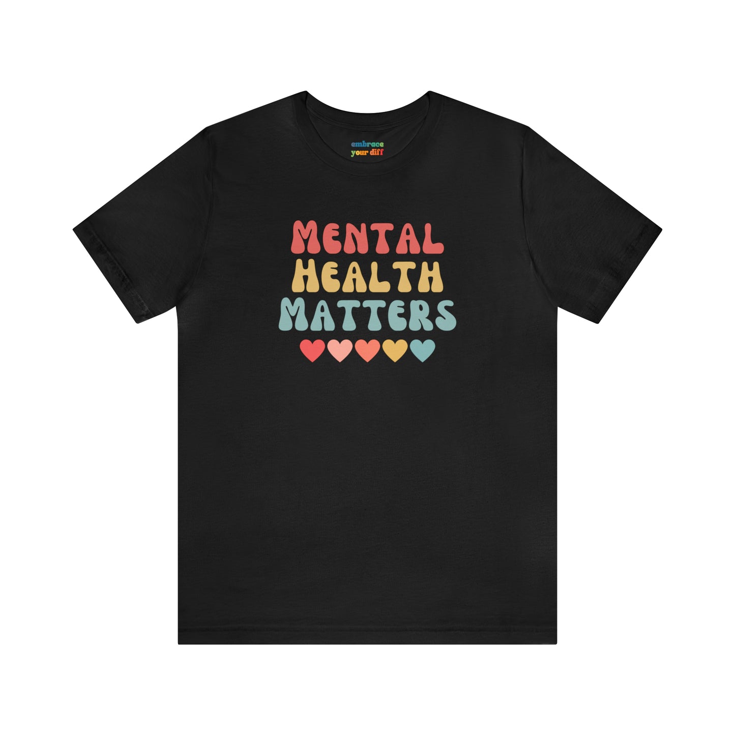 Retro Rainbow Hearts Unisex T-shirt - Embrace Your Diff