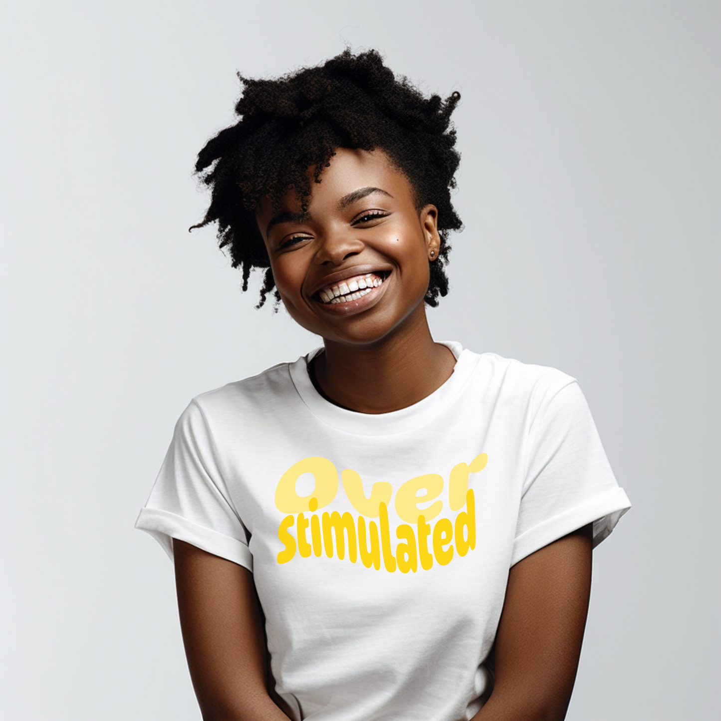 Cute Neurodiversity Tshirt, Overstimulated Shirt - Yellow - Embrace Your Diff