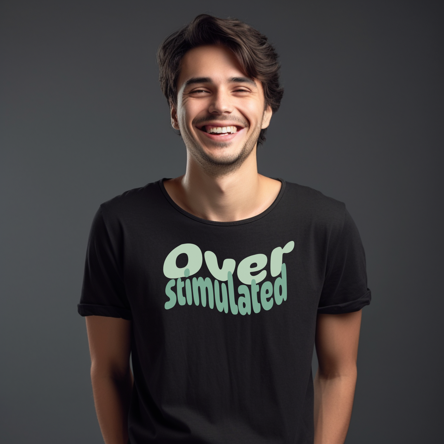Cute Neurodiversity Tshirt, Overstimulated Shirt Green - Embrace Your Diff