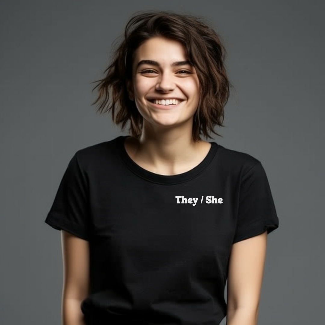 They/She Pronoun T-Shirt - inclusivity T-Shirt - Cute Pride Shirt - Embrace Your Diff