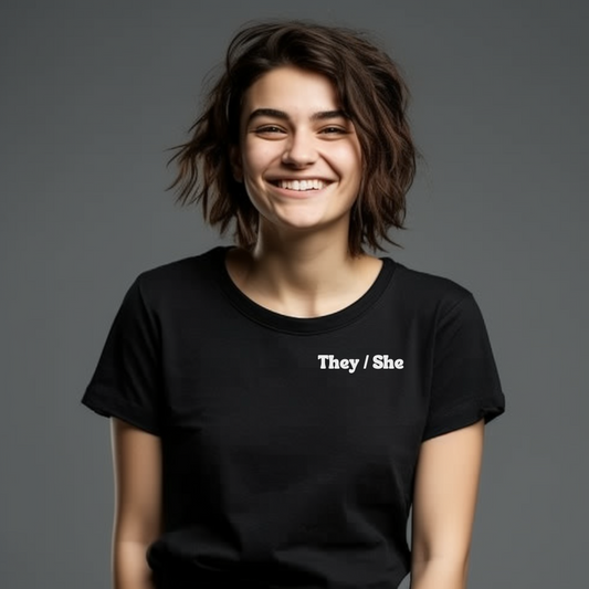 They/She Pronoun T-Shirt - inclusivity T-Shirt - Cute Pride Shirt - Embrace Your Diff