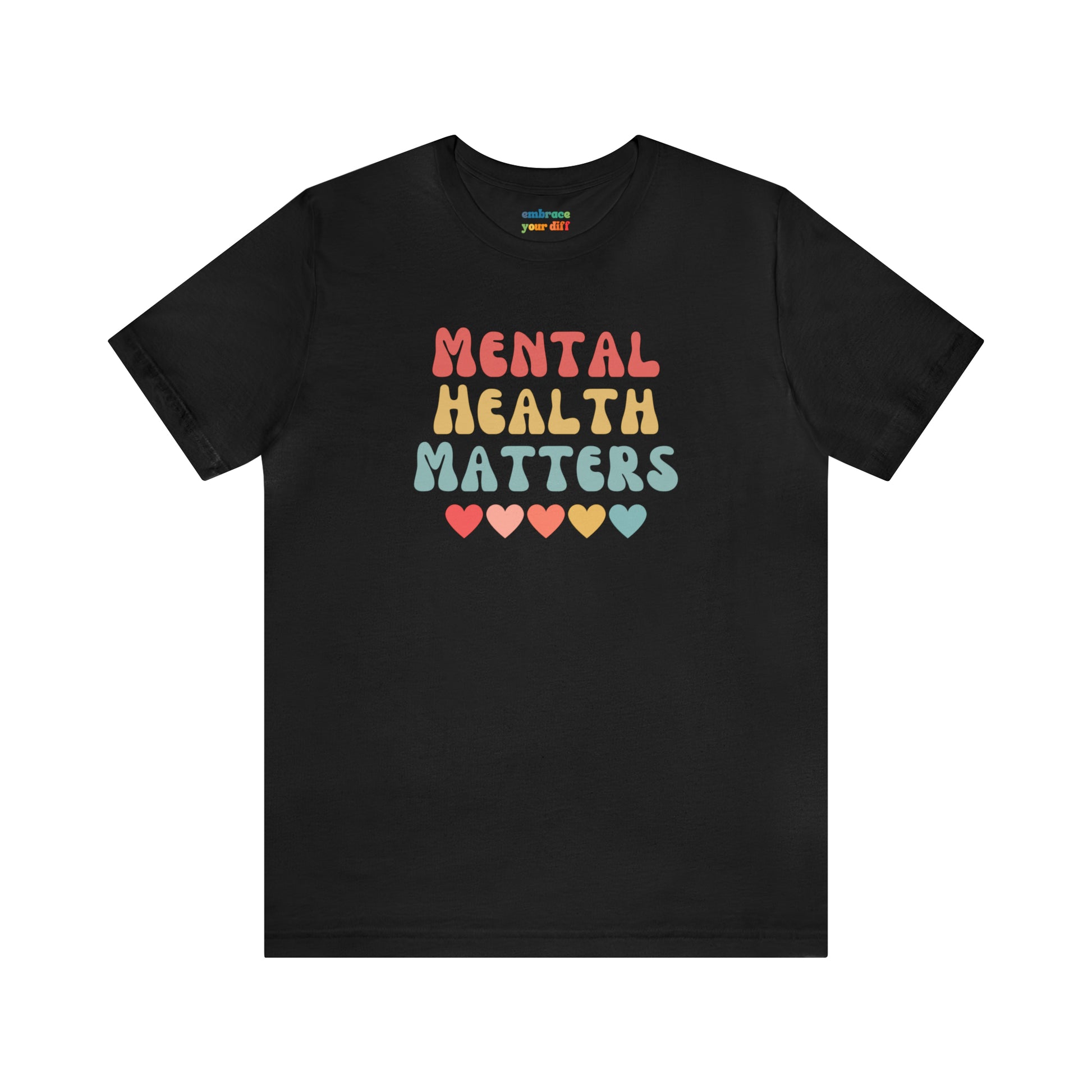 Retro Rainbow Hearts Unisex T-shirt - Embrace Your Diff