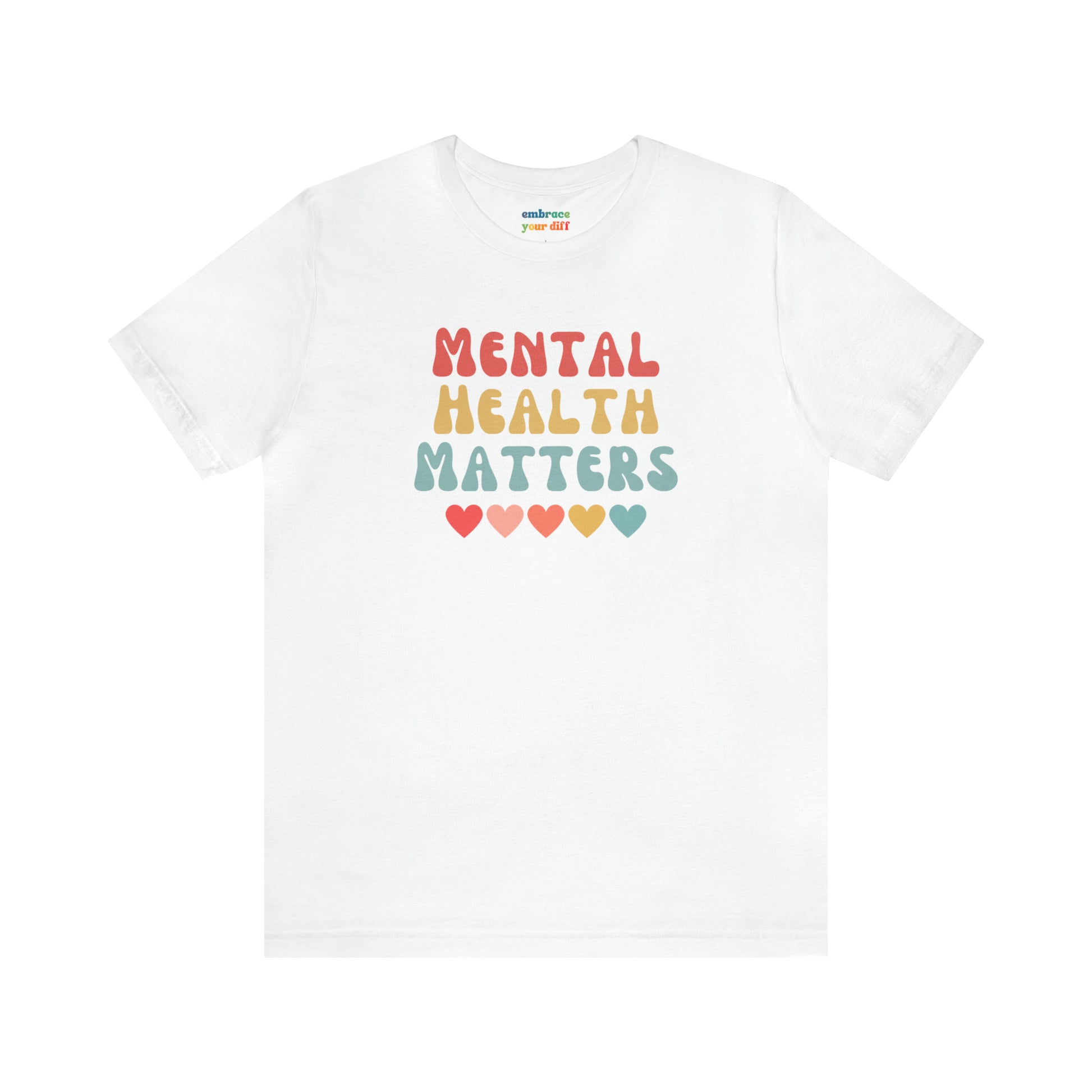 Retro Rainbow Hearts Unisex T-shirt - Embrace Your Diff