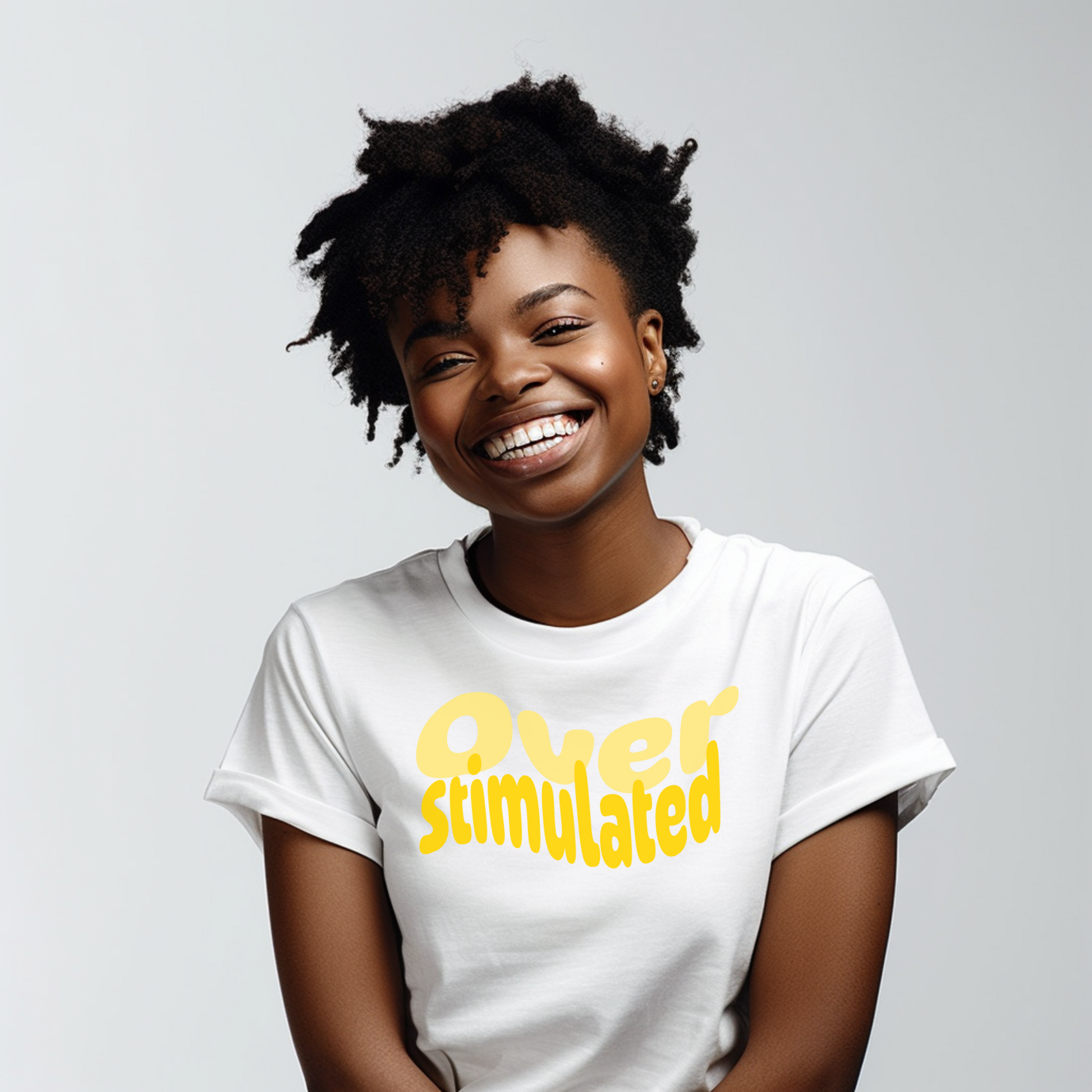 Cute Neurodiversity Tshirt, Overstimulated Shirt - Yellow - Embrace Your Diff