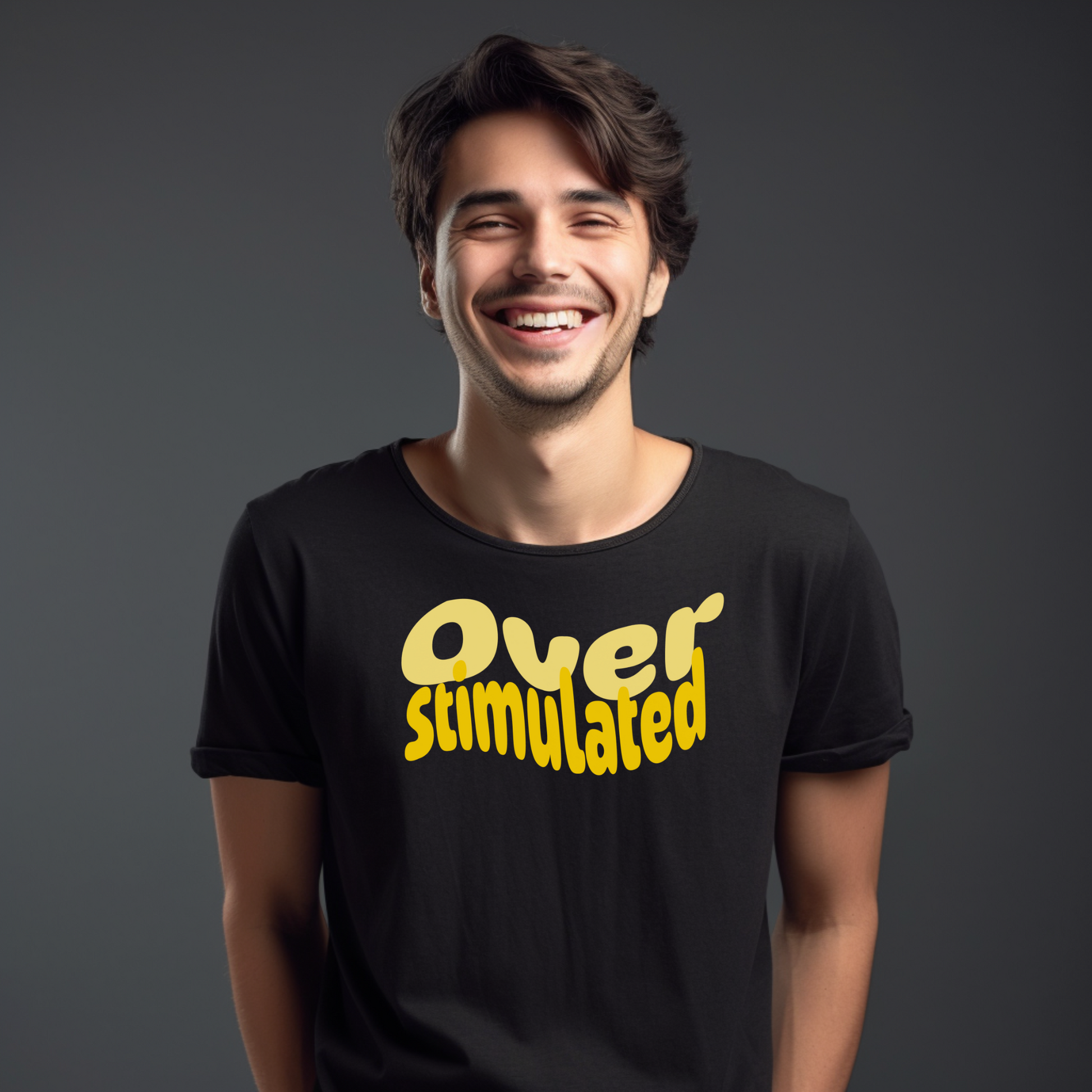 Cute Neurodiversity Tshirt, Overstimulated Shirt - Yellow - Embrace Your Diff