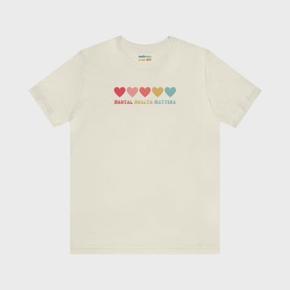 Retro Hearts Unisex T-shirt for Mental Health Acceptance